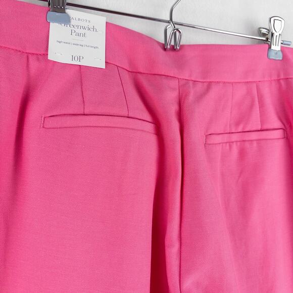 Talbots Greenwich Pants 10P Pink Geranium Linen Wide Leg High Waist NWT - Picture 9 of 12